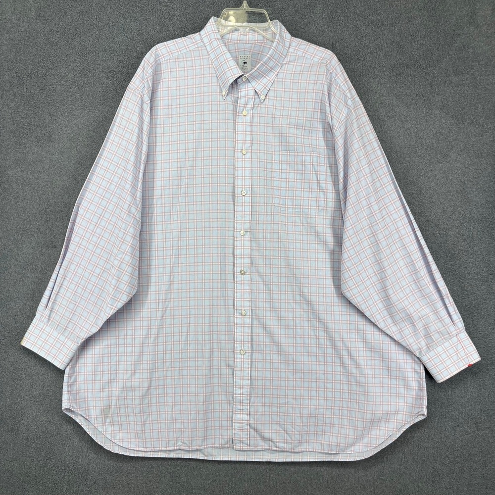 Robert Talbott Shirt Men 34x37 Blue Pink Plaid Estate Bespoke Luxury Button Down